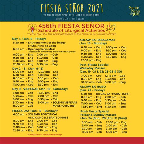 Schedule of Mass & Novena.